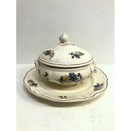 ANTICA ZUPPIERA LEGUMIERA CERAMICA DECORO BOUQUET FIORI SPARSI 1932