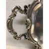 GRANDE VASSOIO SERVIZIO PORTATA OVALE VINTAGE OTTONE ARGENTATO DECORO FOGLIE 900