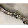 GRANDE VASSOIO SERVIZIO PORTATA OVALE VINTAGE OTTONE ARGENTATO DECORO FOGLIE 900