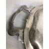 GRANDE VASSOIO SERVIZIO PORTATA OVALE VINTAGE OTTONE ARGENTATO DECORO FOGLIE 900
