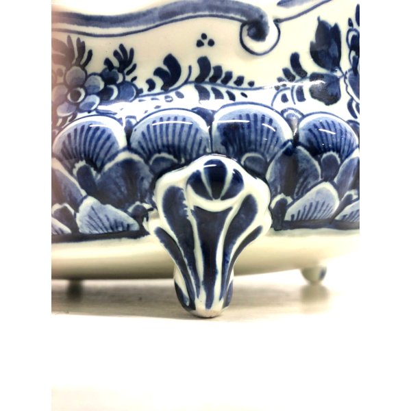 ANTICA 1875 FRUTTIERA CENTROTAVOLA CERAMICA GIEN DECORO BLU ALLA ROUEN