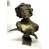 ANTICA SCULTURA  ANTIMONIO BUSTO DEA GIOVENTU Hebe  AQUILA GIOVE FRENCH Art Decò