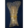 ITALAMP COPPIA 2 LAMPADA MURO APPLIQUE MURANO FIOCCO VETRO ORO BAROVIER LAMP OLD