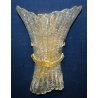 ITALAMP COPPIA 2 LAMPADA MURO APPLIQUE MURANO FIOCCO VETRO ORO BAROVIER LAMP OLD