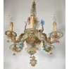 PICCOLO LAMPADARIO CA' REZZONICO VETRO MURANO 1900 FOGLIE 6 LUCI VENEZIA FERRO