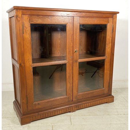 ANTICA CREDENZA VETRINA LEGNO QUERCIA ETAGERE PRIMI 1900 ESPOSITORE EPOCA VETRO