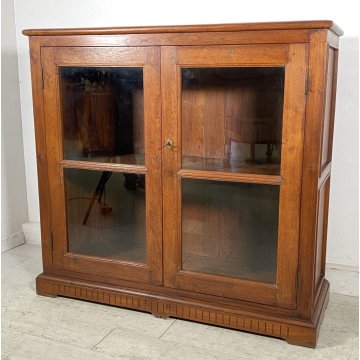 ANTICA CREDENZA VETRINA LEGNO QUERCIA ETAGERE PRIMI 1900 ESPOSITORE EPOCA VETRO