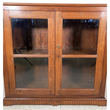 ANTICA CREDENZA VETRINA LEGNO QUERCIA ETAGERE PRIMI 1900 ESPOSITORE EPOCA VETRO