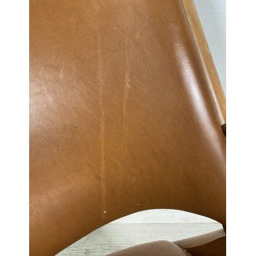 POLTRONA DESIGN DAL VERA ANNI 50/60 LEGNO PELLE ARMCHAIR VINTAGE SOFA