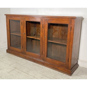 ANTICA CREDENZA VETRINA LEGNO QUERCIA ETAGERE PRIMI 1900 ESPOSITORE EPOCA VETRO