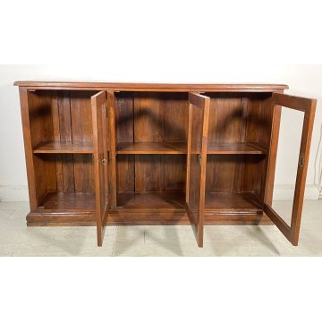 ANTICA CREDENZA VETRINA LEGNO QUERCIA ETAGERE PRIMI 1900 ESPOSITORE EPOCA VETRO