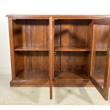 ANTICA CREDENZA VETRINA LEGNO QUERCIA ETAGERE PRIMI 1900 ESPOSITORE EPOCA VETRO