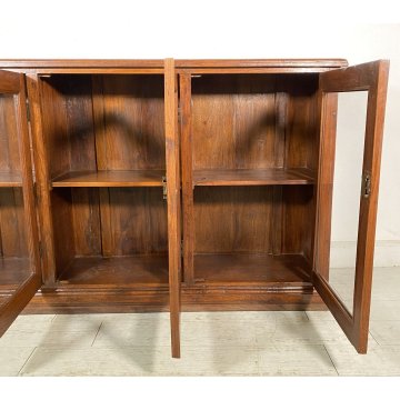 ANTICA CREDENZA VETRINA LEGNO QUERCIA ETAGERE PRIMI 1900 ESPOSITORE EPOCA VETRO