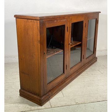ANTICA CREDENZA VETRINA LEGNO QUERCIA ETAGERE PRIMI 1900 ESPOSITORE EPOCA VETRO