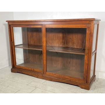 ANTICA CREDENZA VETRINA LEGNO QUERCIA ETAGERE PRIMI 1900 ESPOSITORE EPOCA VETRO