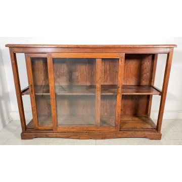 ANTICA CREDENZA VETRINA LEGNO QUERCIA ETAGERE PRIMI 1900 ESPOSITORE EPOCA VETRO