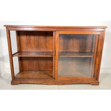 ANTICA CREDENZA VETRINA LEGNO QUERCIA ETAGERE PRIMI 1900 ESPOSITORE EPOCA VETRO