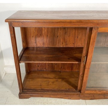 ANTICA CREDENZA VETRINA LEGNO QUERCIA ETAGERE PRIMI 1900 ESPOSITORE EPOCA VETRO