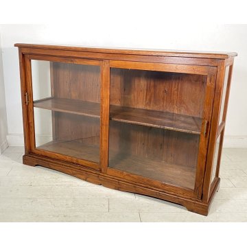 ANTICA CREDENZA VETRINA LEGNO QUERCIA ETAGERE PRIMI 1900 ESPOSITORE EPOCA VETRO