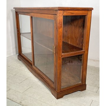 ANTICA CREDENZA VETRINA LEGNO QUERCIA ETAGERE PRIMI 1900 ESPOSITORE EPOCA VETRO