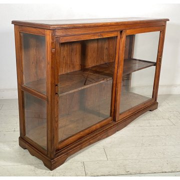 ANTICA CREDENZA VETRINA LEGNO QUERCIA ETAGERE PRIMI 1900 ESPOSITORE EPOCA VETRO