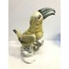 ANTICA SCULTURA UCCELLO TUCANO PORCELLANA Karl Ens GERMANY SMALTO POLICROMO '40