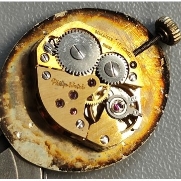 ANTICO OROLOGIO POLSO Philip Watch 318 Champagne PLAQUE OR meccanico WRIST WATCH