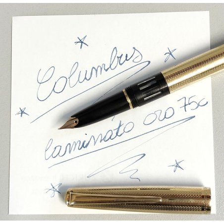ANTICA PENNA STILOGRAFICA Columbus 70 LAMINATA ORO 750 anni 50 OLD FOUNTAIN PEN