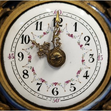 ANTICO OROLOGIO TAVOLO Luigi XV epoca 1900 ceramica SCENA GALANTE stile SEVRES