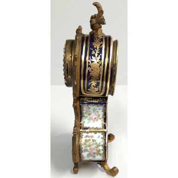 ANTICO OROLOGIO TAVOLO Luigi XV epoca 1900 ceramica SCENA GALANTE stile SEVRES