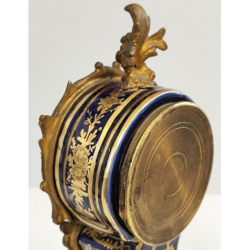 ANTICO OROLOGIO TAVOLO Luigi XV epoca 1900 ceramica SCENA GALANTE stile SEVRES