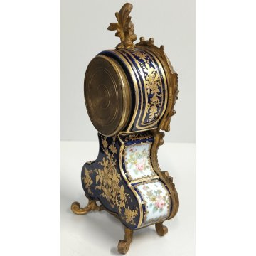 ANTICO OROLOGIO TAVOLO Luigi XV epoca 1900 ceramica SCENA GALANTE stile SEVRES