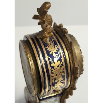 ANTICO OROLOGIO TAVOLO Luigi XV epoca 1900 ceramica SCENA GALANTE stile SEVRES