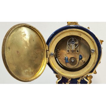 ANTICO OROLOGIO TAVOLO Luigi XV epoca 1900 ceramica SCENA GALANTE stile SEVRES