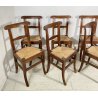 LOTTO N. 6 ANTICA SEDIA STILE CARABINIERE LEGNO NOCE 1800 IMPAGLIATE EPOCA CHAIR