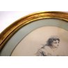 COPPIA ANTICHE STAMPE LITOGRAFIE COLORI OVALI DAME ILLUSTRAZIONI ABITI MODA   