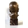 ANTICO BRONZO SCULTURA ATTR. Cesar Santiano TESTA di BIMBO BAMBINO BASE MARMO