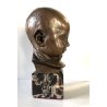 ANTICO BRONZO SCULTURA ATTR. Cesar Santiano TESTA di BIMBO BAMBINO BASE MARMO