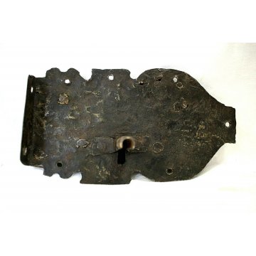 ANTICA SERRATURA CATENACCIO ferro battuto 600 FUNZIONANTE SMALL DOOR LOCK IRON  