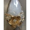 COPPIA APPLIQUE FOGLIA VETRO Murano FILIGRANA BIANCA AVVENTURINA ATTR. Barovier