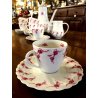 SERVIZIO CAFFE' 6 pers VINTAGE PORCELAIN Limoge Georges Boyer BAGATELLE ROSE