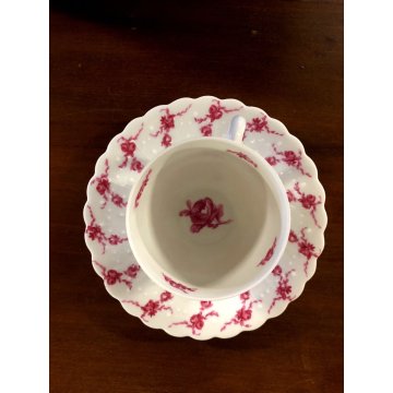 SERVIZIO CAFFE' 6 pers VINTAGE PORCELAIN Limoge Georges Boyer BAGATELLE ROSE