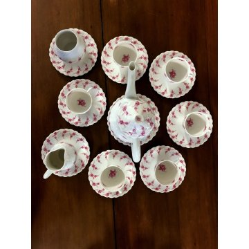 SERVIZIO CAFFE' 6 pers VINTAGE PORCELAIN Limoge Georges Boyer BAGATELLE ROSE