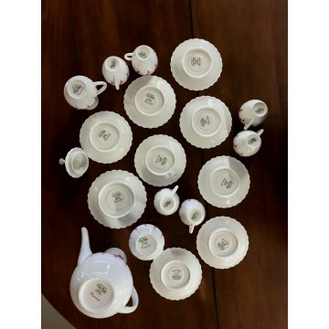 SERVIZIO CAFFE' 6 pers VINTAGE PORCELAIN Limoge Georges Boyer BAGATELLE ROSE