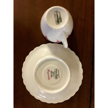SERVIZIO CAFFE' 6 pers VINTAGE PORCELAIN Limoge Georges Boyer BAGATELLE ROSE