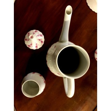 SERVIZIO CAFFE' 6 pers VINTAGE PORCELAIN Limoge Georges Boyer BAGATELLE ROSE