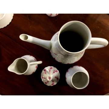 SERVIZIO CAFFE' 6 pers VINTAGE PORCELAIN Limoge Georges Boyer BAGATELLE ROSE