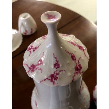 SERVIZIO CAFFE' 6 pers VINTAGE PORCELAIN Limoge Georges Boyer BAGATELLE ROSE