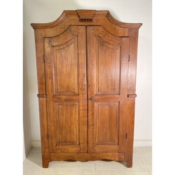 ANTICO ARMADIO CENTINATO PIEMONTESE DOPPIO CORPO LEGNO NOCE 2 ANTE EPOCA 1800