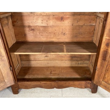 ANTICO ARMADIO CENTINATO PIEMONTESE DOPPIO CORPO LEGNO NOCE 2 ANTE EPOCA 1800